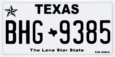 TX license plate BHG9385