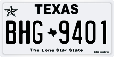 TX license plate BHG9401