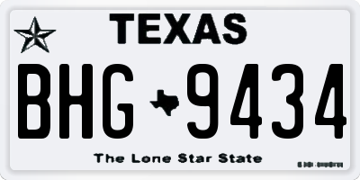 TX license plate BHG9434