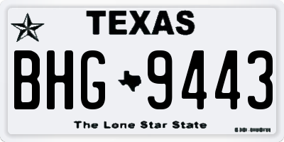 TX license plate BHG9443