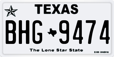 TX license plate BHG9474