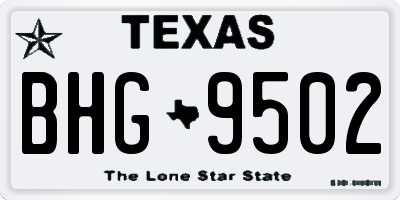 TX license plate BHG9502
