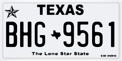 TX license plate BHG9561