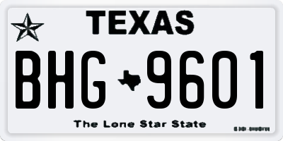 TX license plate BHG9601