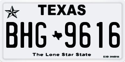 TX license plate BHG9616