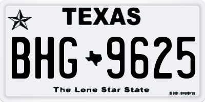 TX license plate BHG9625