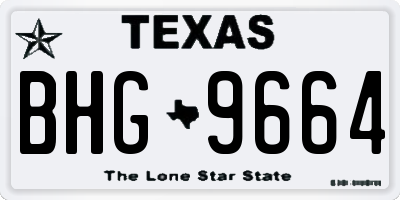 TX license plate BHG9664