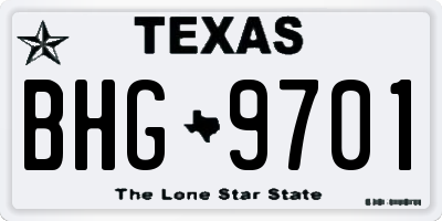 TX license plate BHG9701