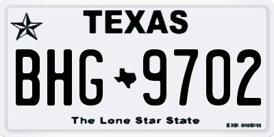 TX license plate BHG9702