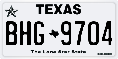 TX license plate BHG9704