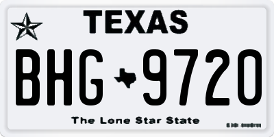 TX license plate BHG9720