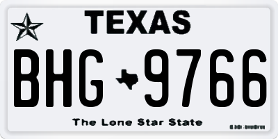 TX license plate BHG9766