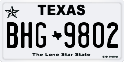 TX license plate BHG9802
