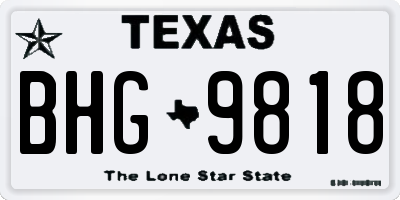TX license plate BHG9818