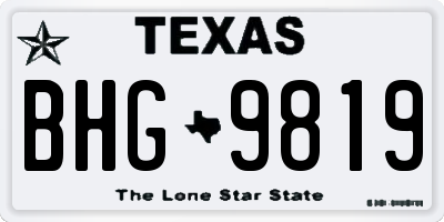 TX license plate BHG9819