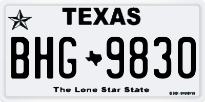 TX license plate BHG9830