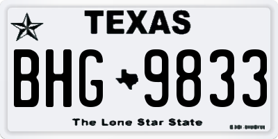 TX license plate BHG9833