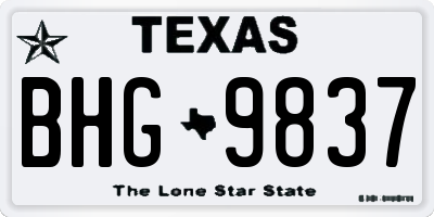 TX license plate BHG9837
