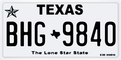 TX license plate BHG9840