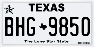 TX license plate BHG9850