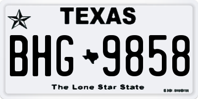 TX license plate BHG9858
