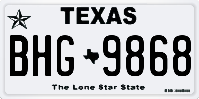 TX license plate BHG9868