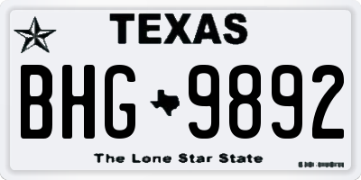 TX license plate BHG9892