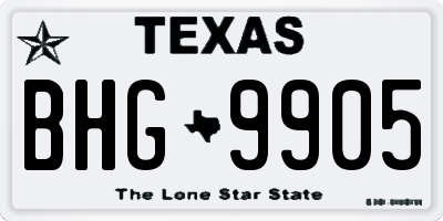 TX license plate BHG9905