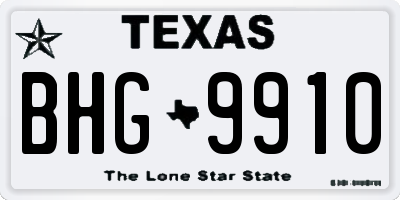 TX license plate BHG9910