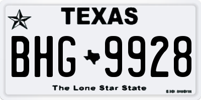 TX license plate BHG9928