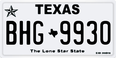 TX license plate BHG9930
