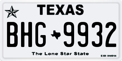 TX license plate BHG9932
