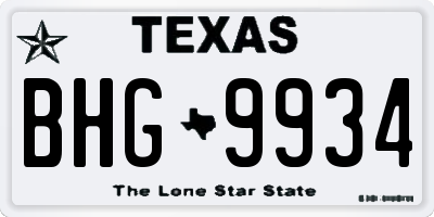TX license plate BHG9934