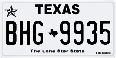 TX license plate BHG9935