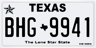 TX license plate BHG9941