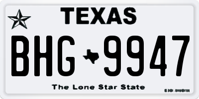 TX license plate BHG9947