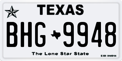TX license plate BHG9948