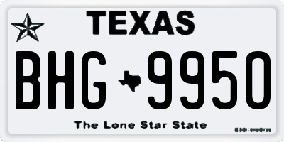 TX license plate BHG9950