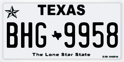 TX license plate BHG9958