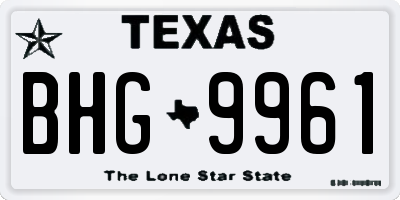 TX license plate BHG9961
