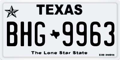TX license plate BHG9963