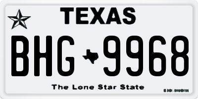 TX license plate BHG9968