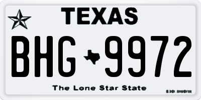 TX license plate BHG9972