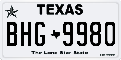 TX license plate BHG9980