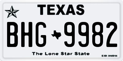 TX license plate BHG9982