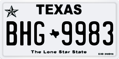 TX license plate BHG9983