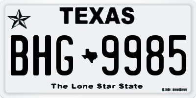 TX license plate BHG9985