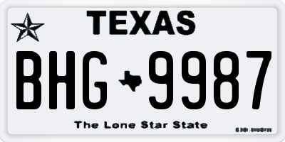 TX license plate BHG9987