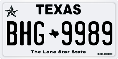 TX license plate BHG9989
