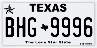 TX license plate BHG9996